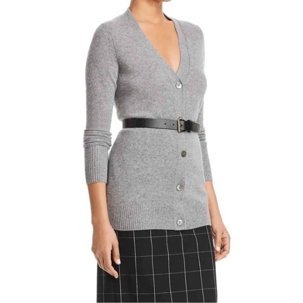 C By Bloomingdales Cashmere Button-Up Medium Gray Women's Sweater Size XS
